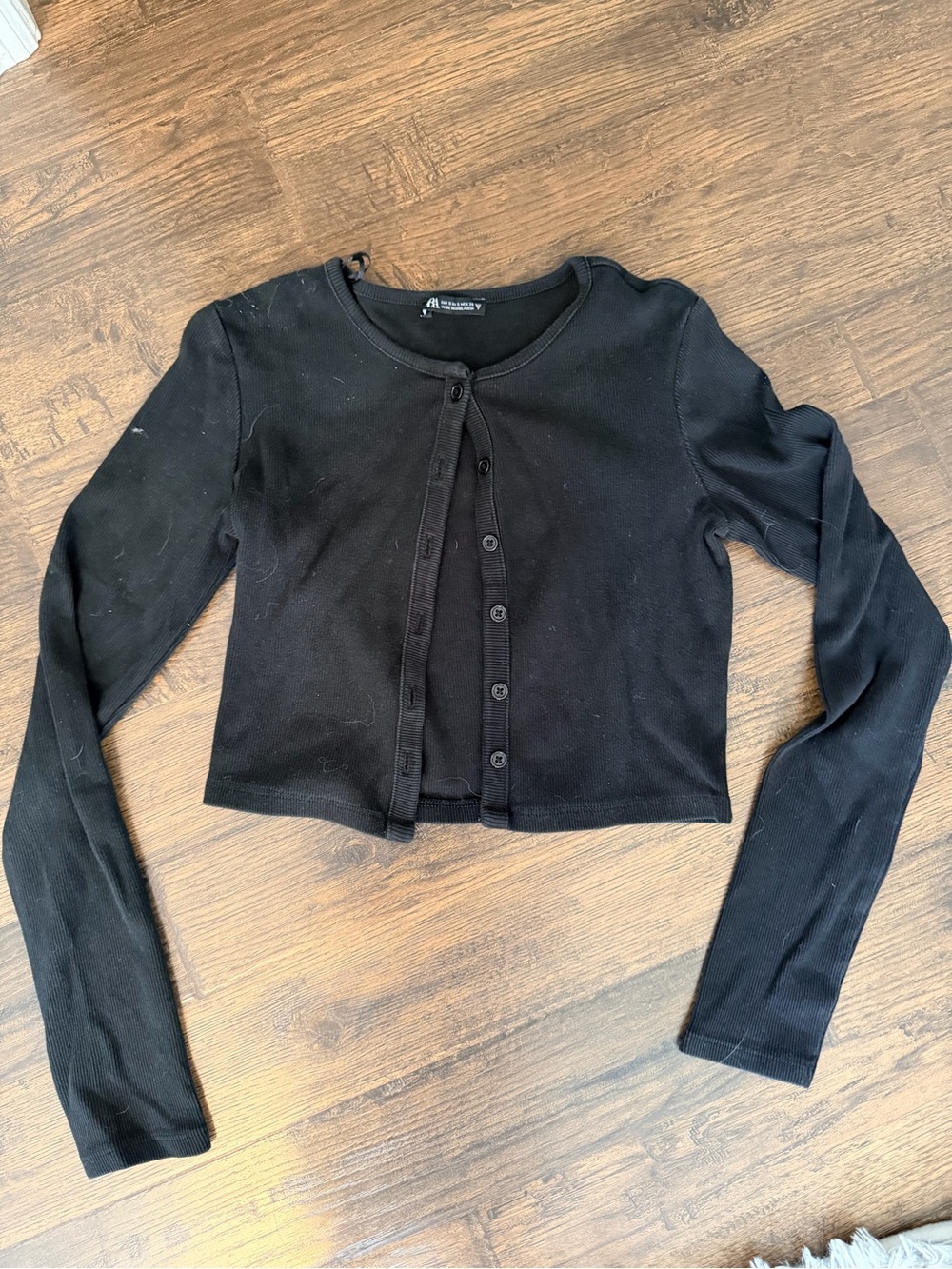 ZARA Black Cropped Button-Front Cardigan